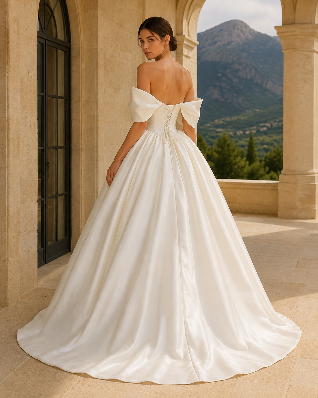 MANT Off-Shoulder Pearl-Look Corset Ball Gown Wedding Dress