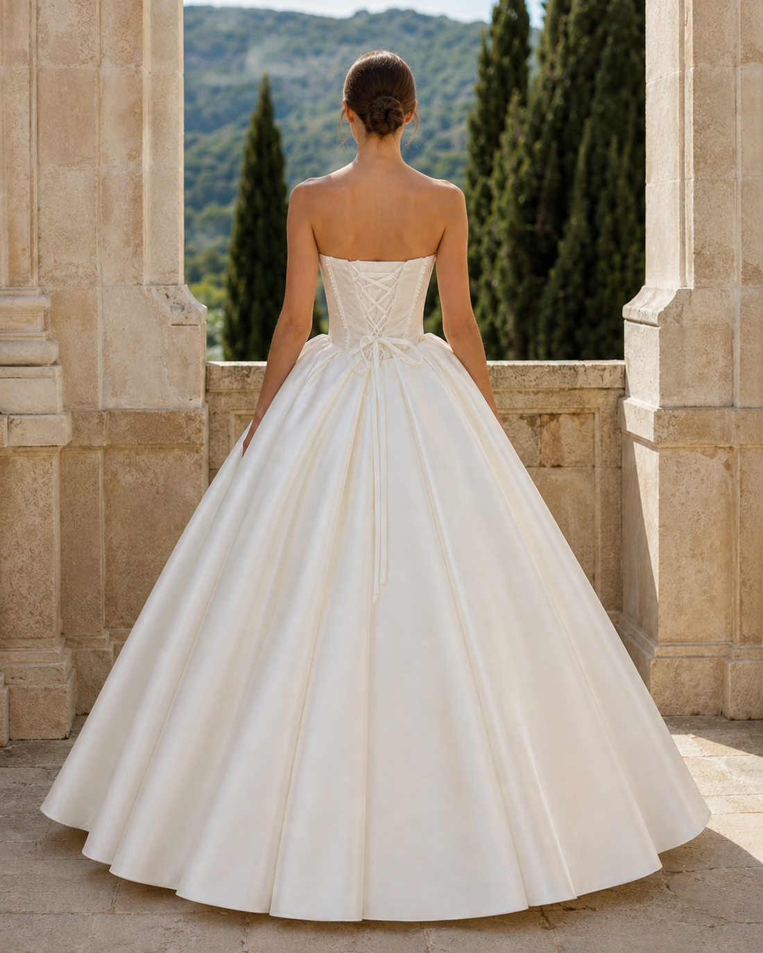 MANT Strapless Draped Pearl-Look Bodice Ball Gown Wedding Dress