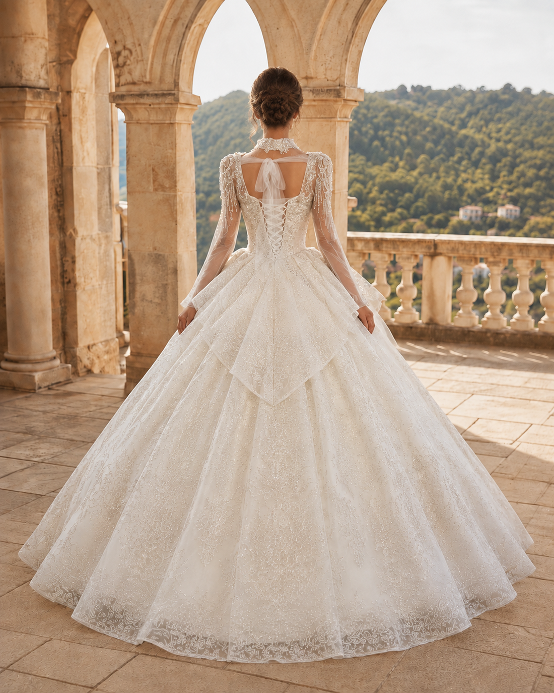 MANT Embellished Sweetheart Cape-Style Ball Gown Wedding Dress