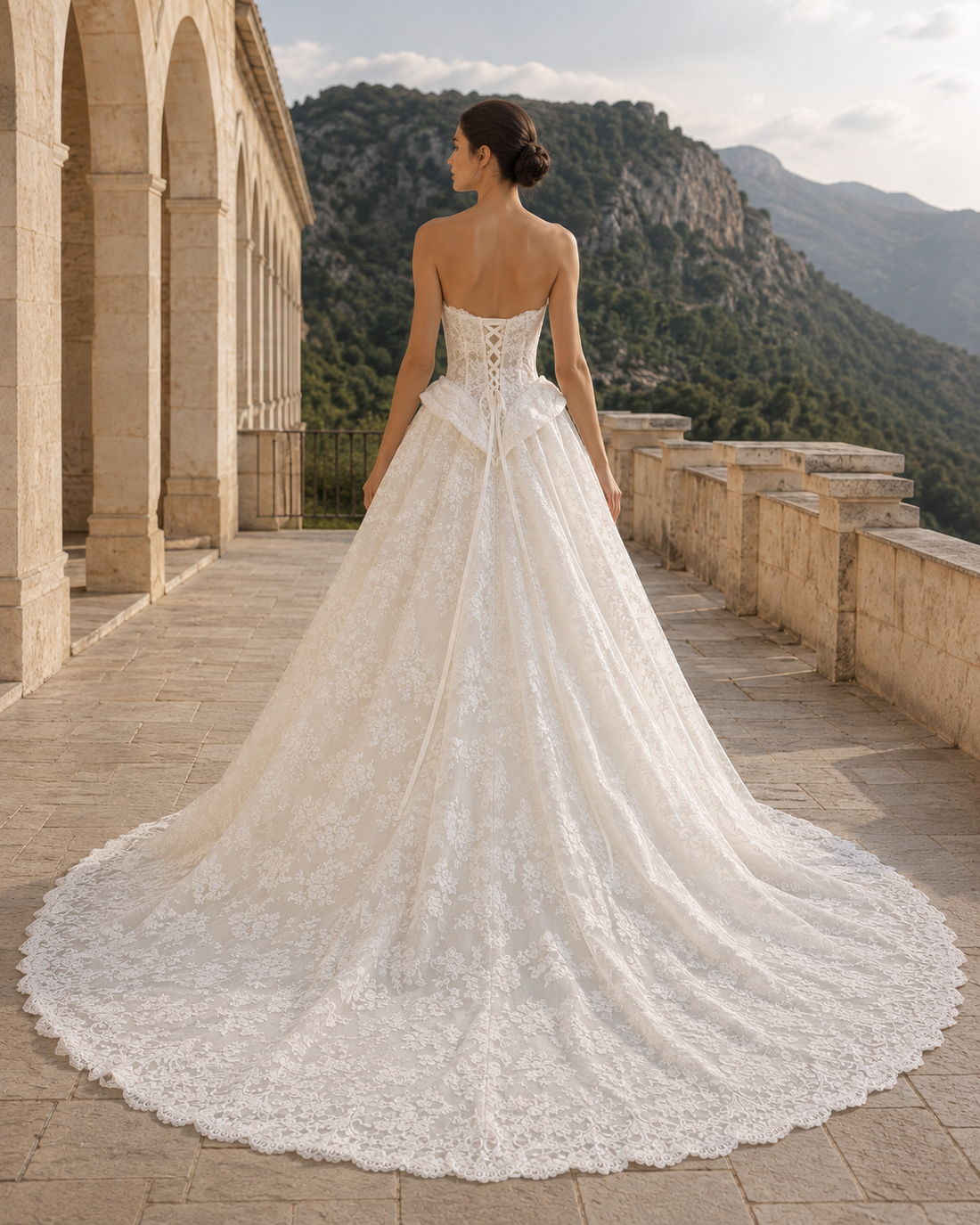 MANT Sweetheart Lace Peplum Ball Gown Wedding Dress