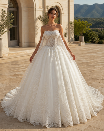 MANT Sleeveless Full-Lace Ball Gown Wedding Dress