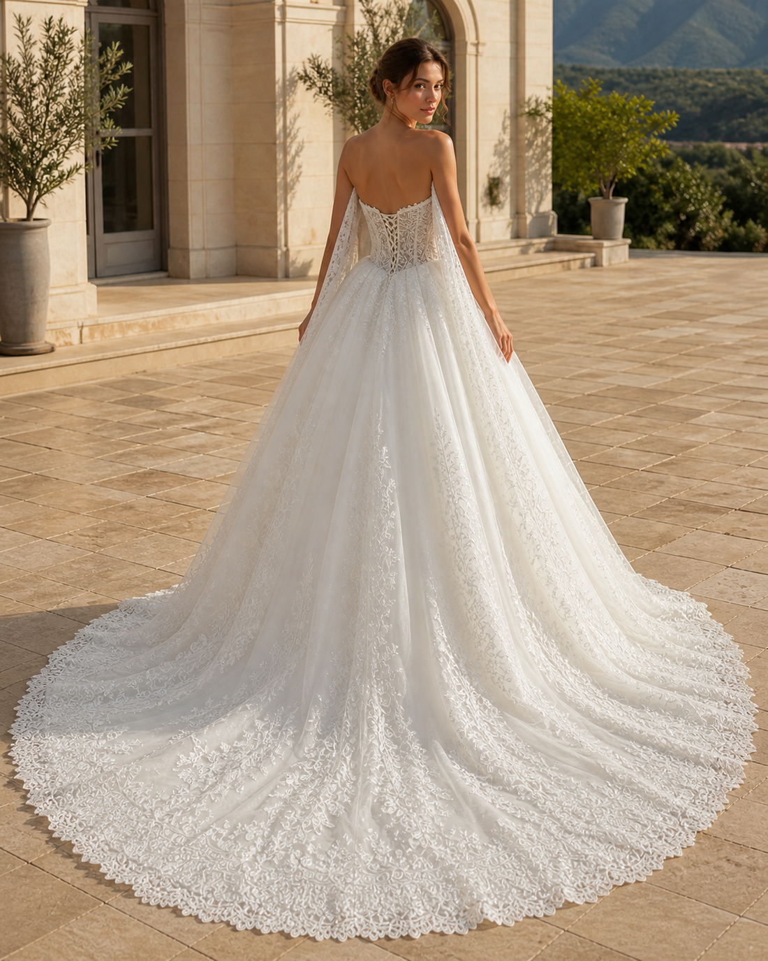 MANT Sleeveless Full-Lace Ball Gown Wedding Dress
