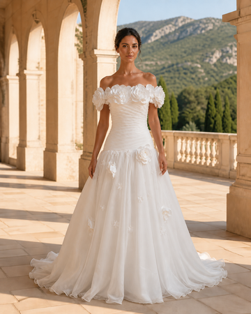 MANT Floral Off-Shoulder Ball Gown Wedding Dress