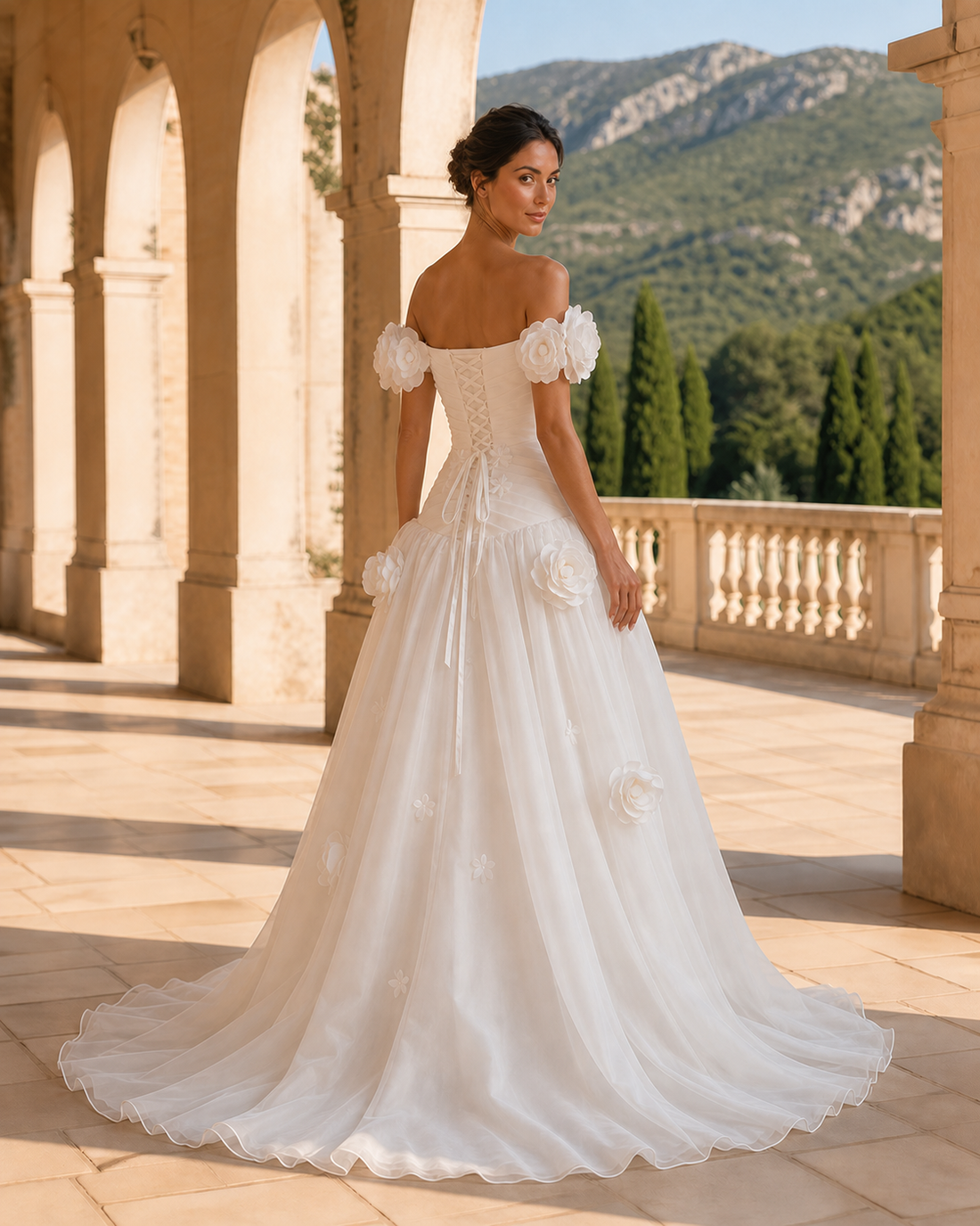 MANT Floral Off-Shoulder Ball Gown Wedding Dress