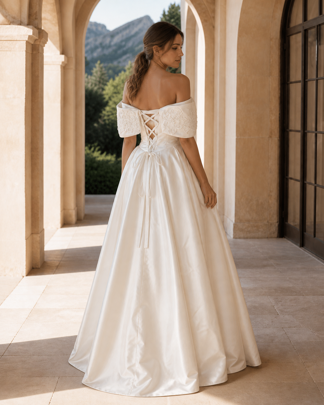 MANT Asymmetric Textured Corset Ball Gown Wedding Dress