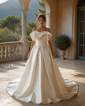 MANT Floral-Bust Strapless Corset Ball Gown Wedding Dress
