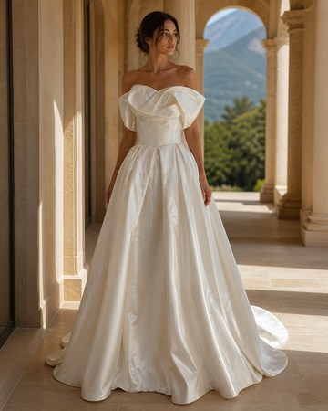 MANT Oversized Bow Strapless Ball Gown Wedding Dress
