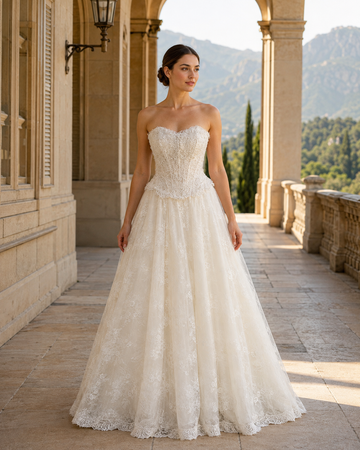 MANT Sweetheart Bead-Detail Tiered Ruffle A-Line Wedding Dress