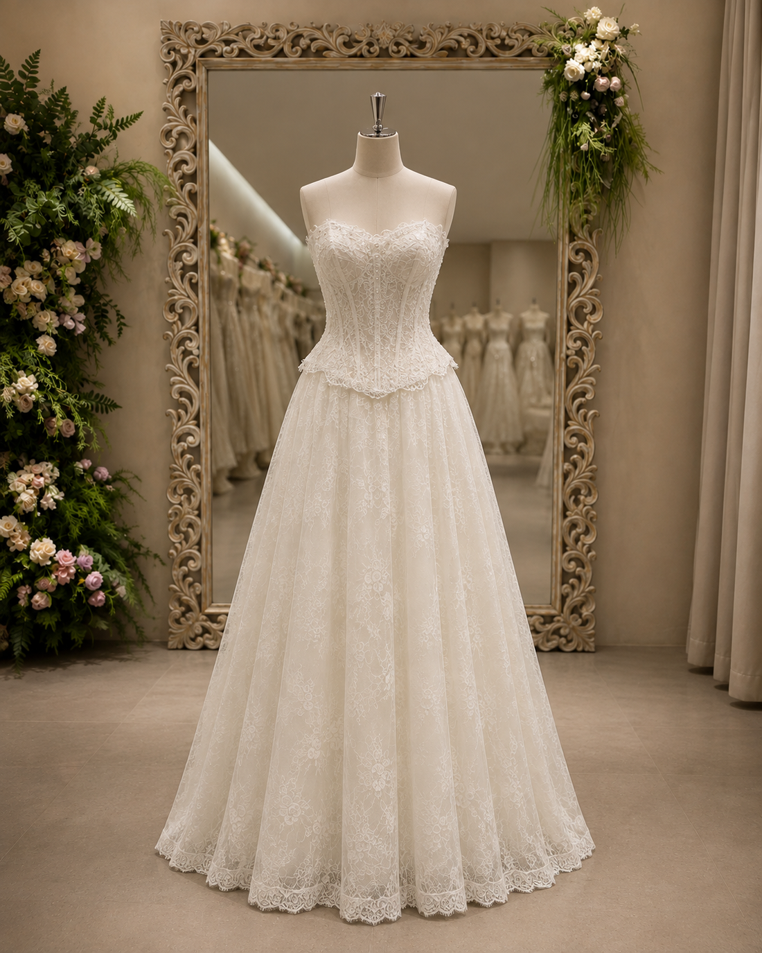 MANT Sweetheart Bead-Detail Tiered Ruffle A-Line Wedding Dress
