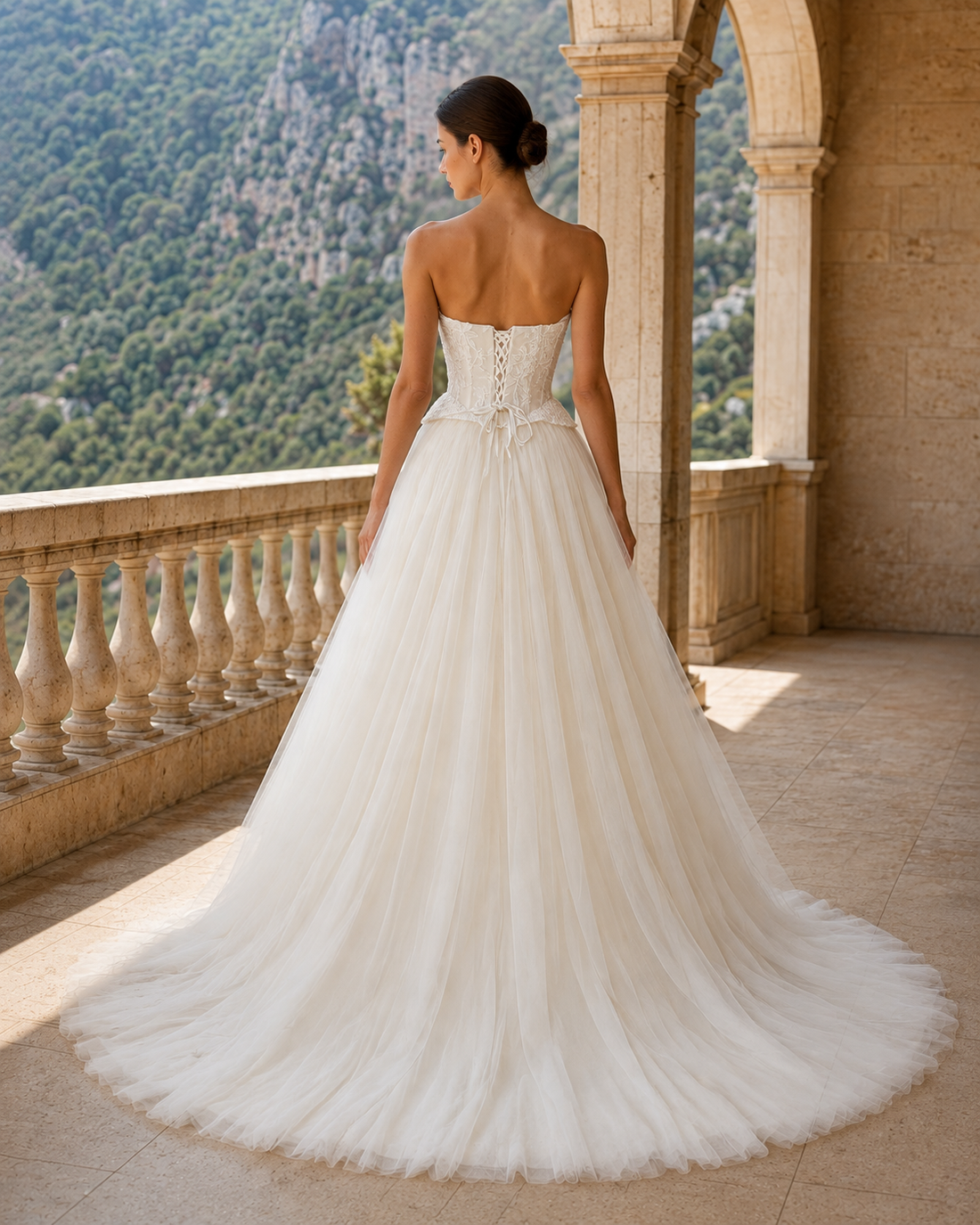 MANT Strapless Pointed Lace Corset A-Line Wedding Dress