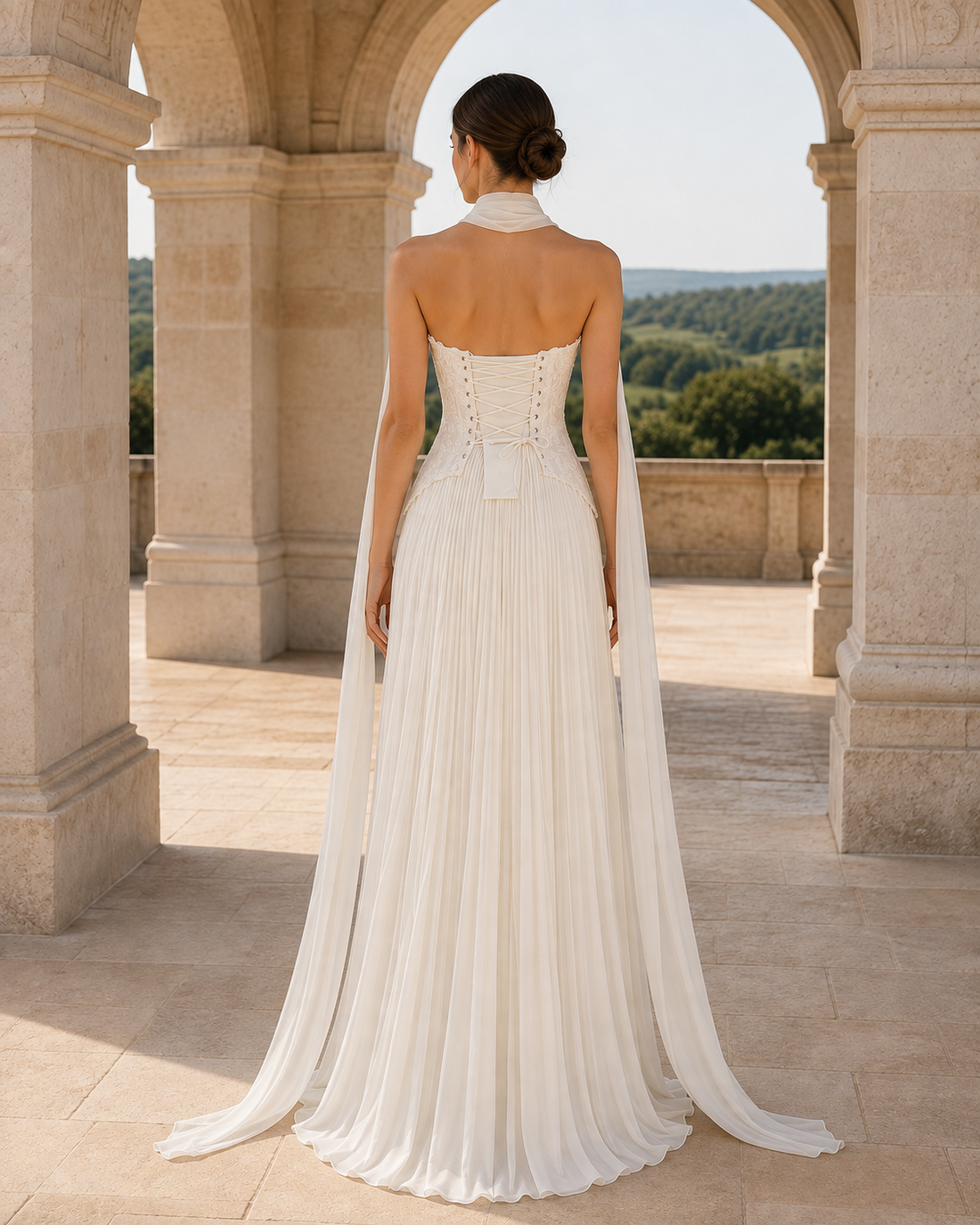 MANT Sweetheart Lace Pleated Column Wedding Dress