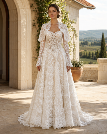 MANT Sweetheart Lace Cape A-Line Wedding Dress