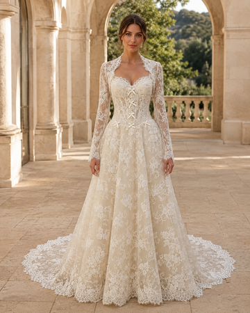 MANT Sweetheart Bow-Detail Lace A-Line Wedding Dress