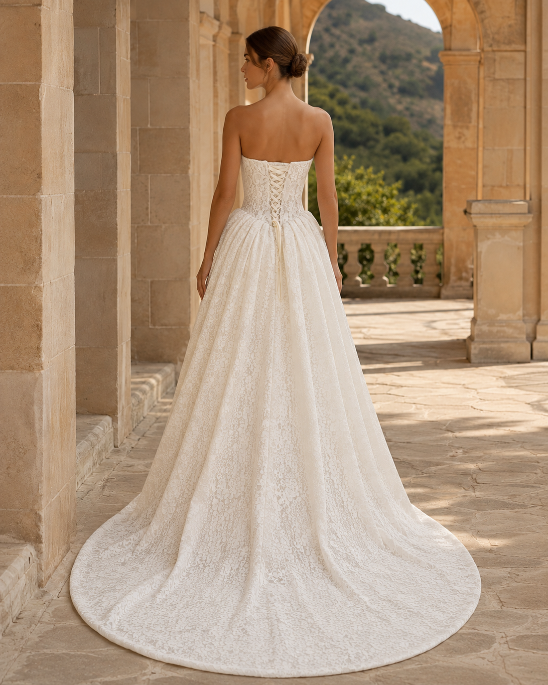 MANT Strapless Sweetheart All-Over Lace Ball Gown Wedding Dress