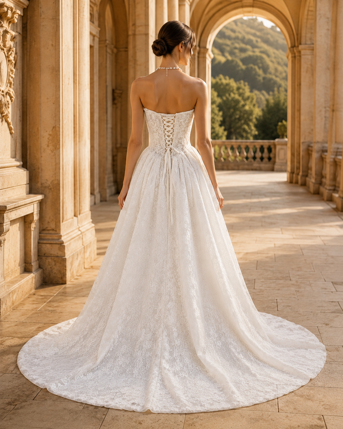 MANT Strapless Scalloped Sweetheart Lace A-Line Wedding Dress
