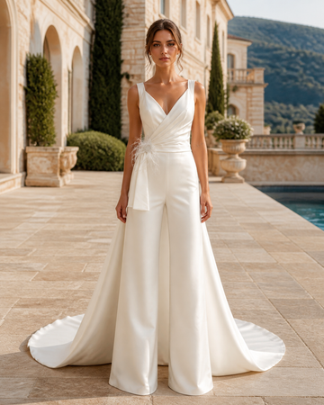 MANT Plunging V-Neck A-Line Wedding Dress