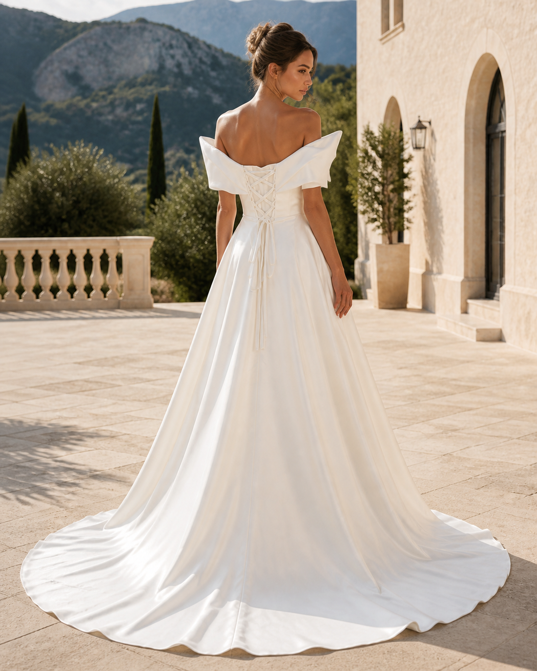 MANT Foldover Off-Shoulder A-Line Wedding Dress
