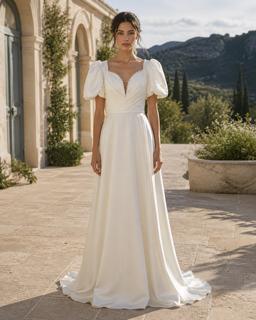 MANT Sweetheart Puff-Sleeve A-Line Wedding Dress