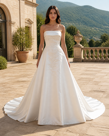 MANT Banded Square-Neck A-Line Wedding Dress