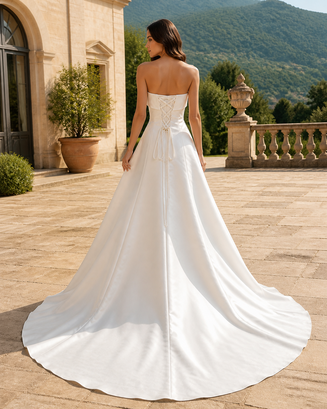 MANT Banded Square-Neck A-Line Wedding Dress