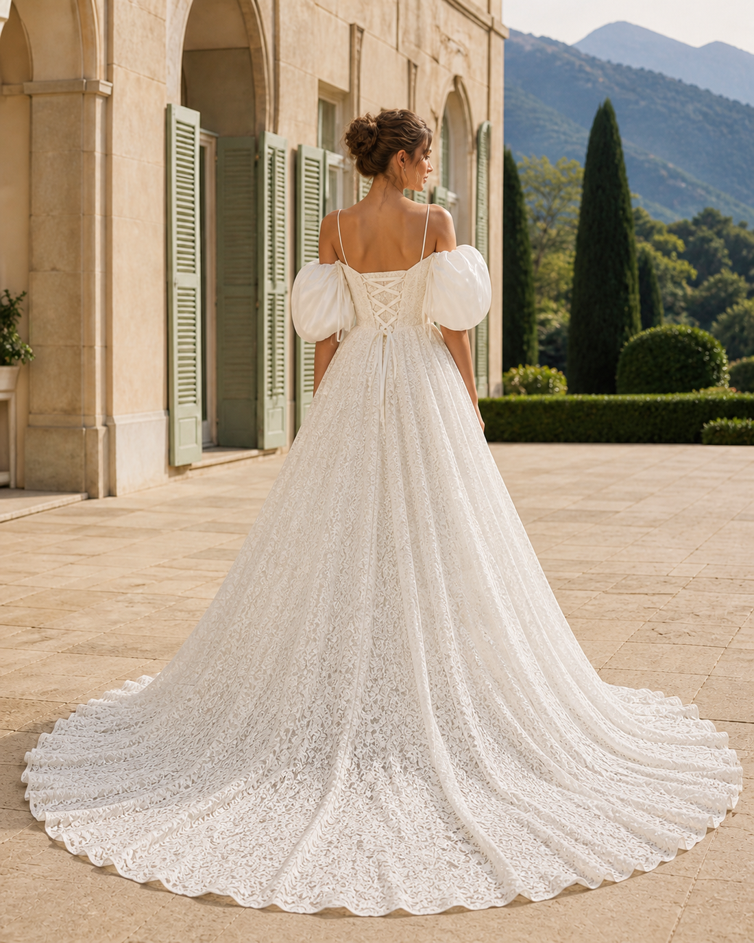 MANT Statement Puff-Sleeve A-Line Wedding Dress