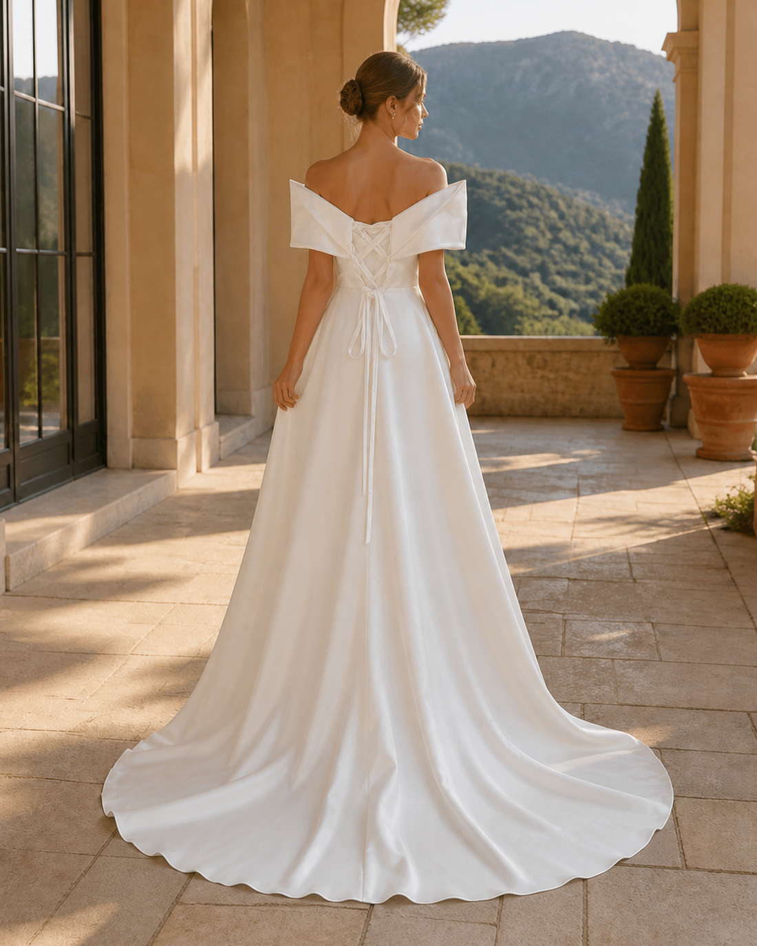MANT Foldover Off-Shoulder A-Line Wedding Dress
