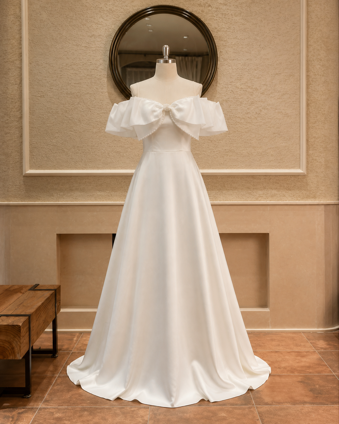 MANT Ruffle Off-Shoulder A-Line Wedding Dress