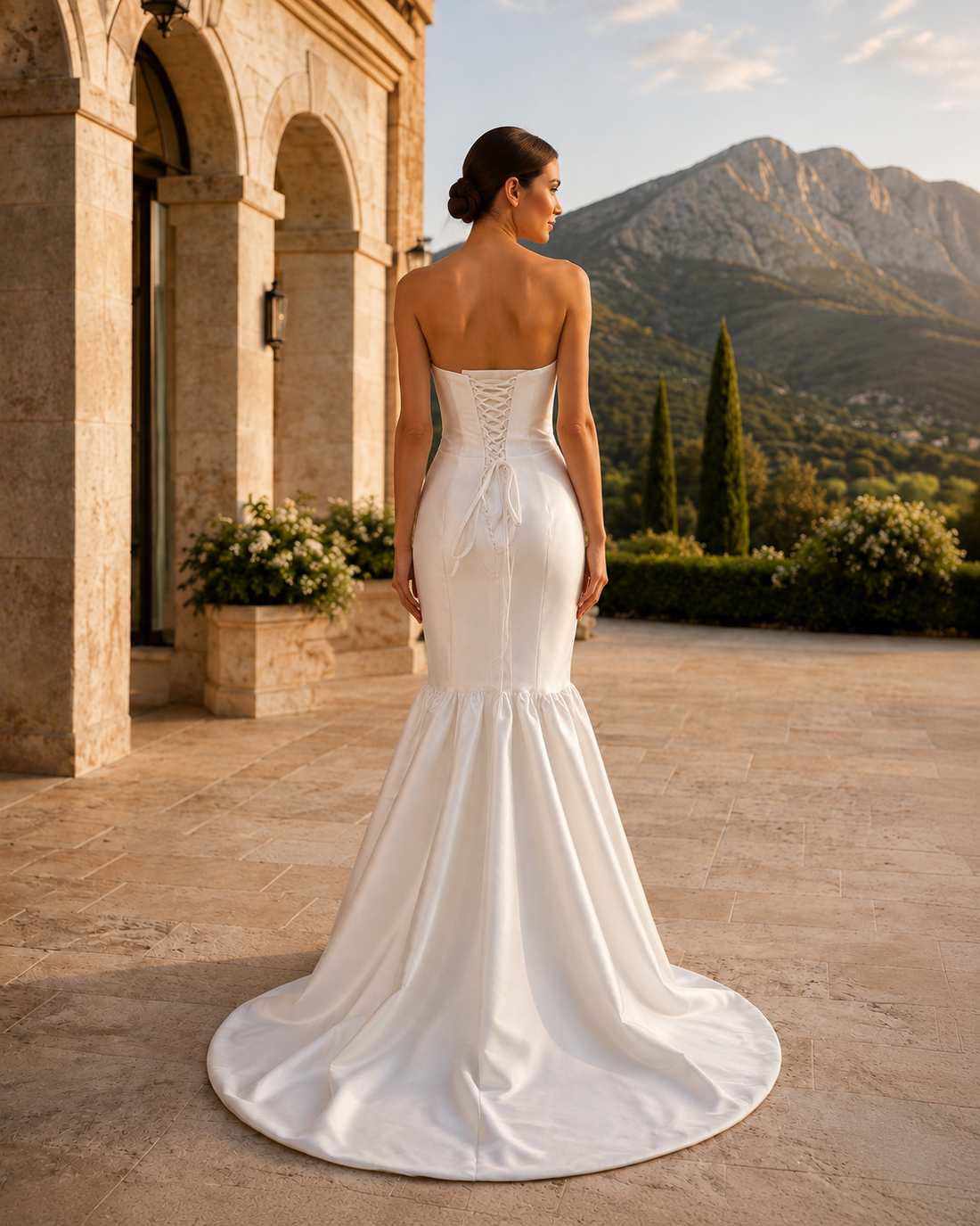 MANT Folded Sweetheart Satin-Look Mermaid Wedding Dress