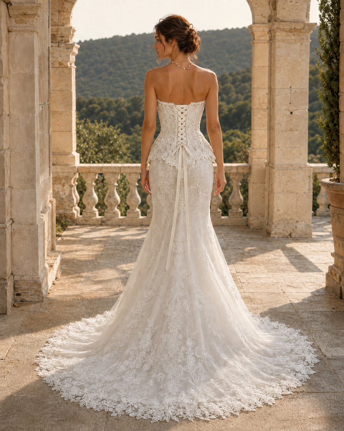 MANT Sweetheart Lace Peplum Mermaid Wedding Dress