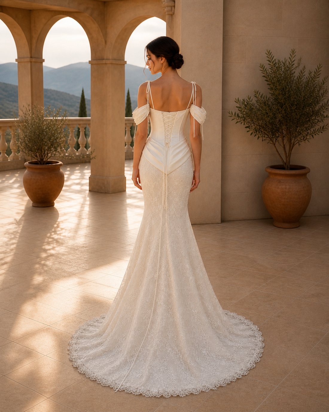 MANT Off-Shoulder Sculpted Lace Mermaid Wedding Dress