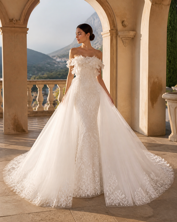 MANT Off-Shoulder Floral Tulle Mermaid Wedding Dress
