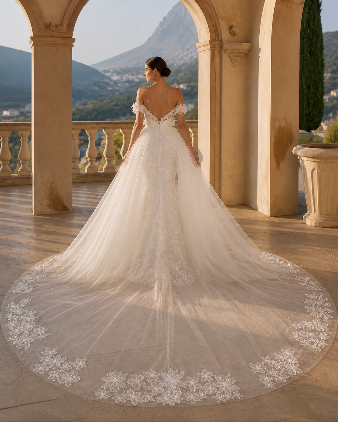 MANT Off-Shoulder Floral Tulle Mermaid Wedding Dress