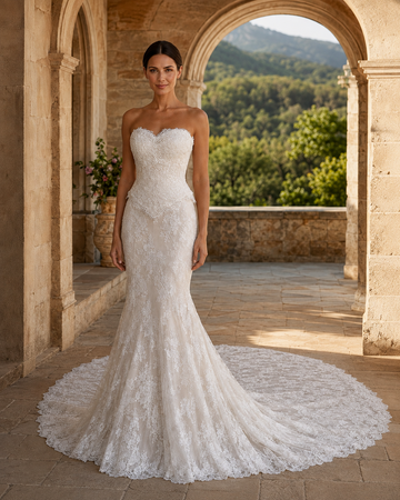 MANT Sweetheart Floral Lace Mermaid Wedding Dress