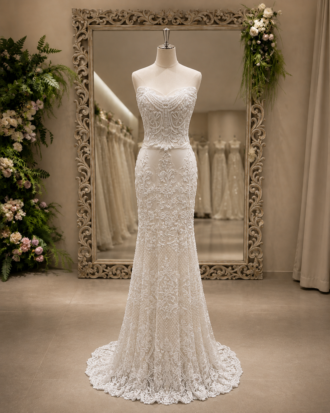 MANT Sweetheart Ornate Lace Mermaid Wedding Dress