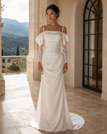 MANT Bateau Long-Sleeve Mermaid Wedding Dress