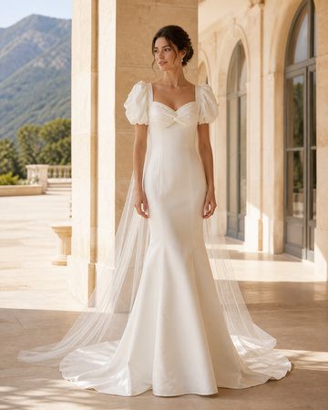 MANT Sweetheart Puff-Sleeve Mermaid Wedding Dress