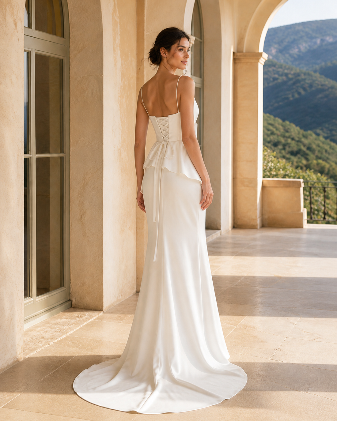 MANT Asymmetric Bow-Detail Mermaid Wedding Dress