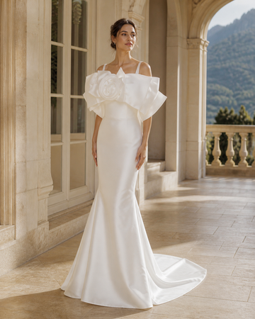 MANT Statement Bow-Shoulder Mermaid Wedding Dress