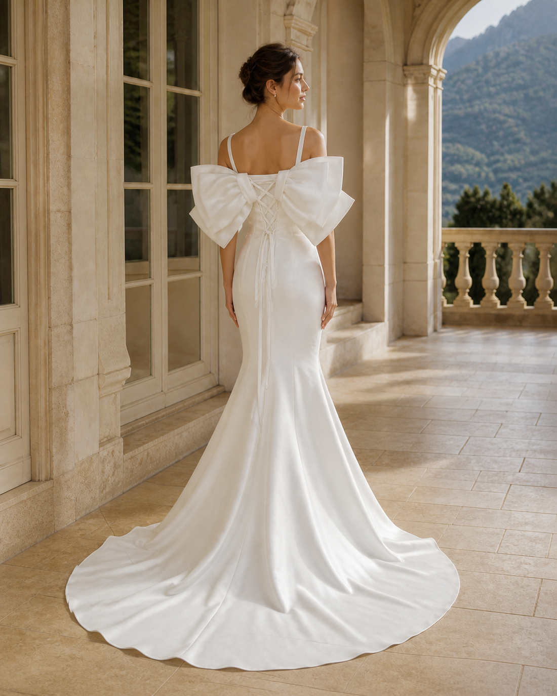 MANT Statement Bow-Shoulder Mermaid Wedding Dress