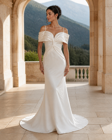 MANT Oversized Bow Off-Shoulder Mermaid Wedding Dress