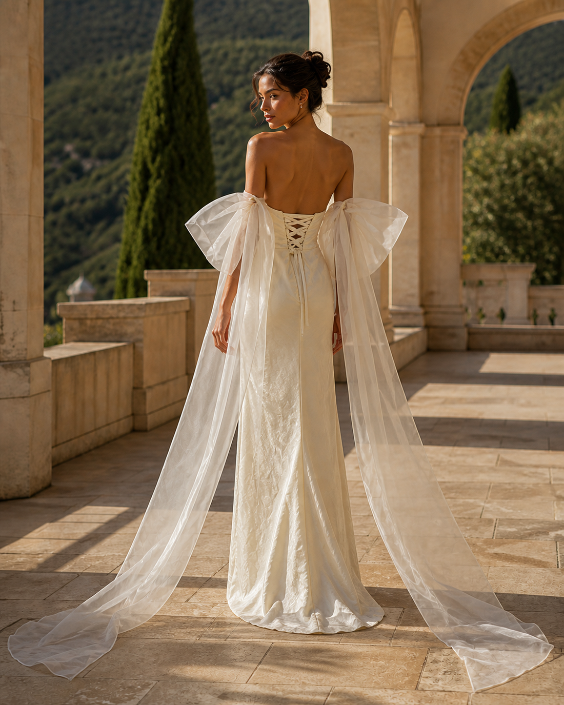 MANT Sheer Overskirt Mermaid Wedding Dress