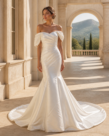 MANT One-Shoulder Ruched Mermaid Wedding Dress