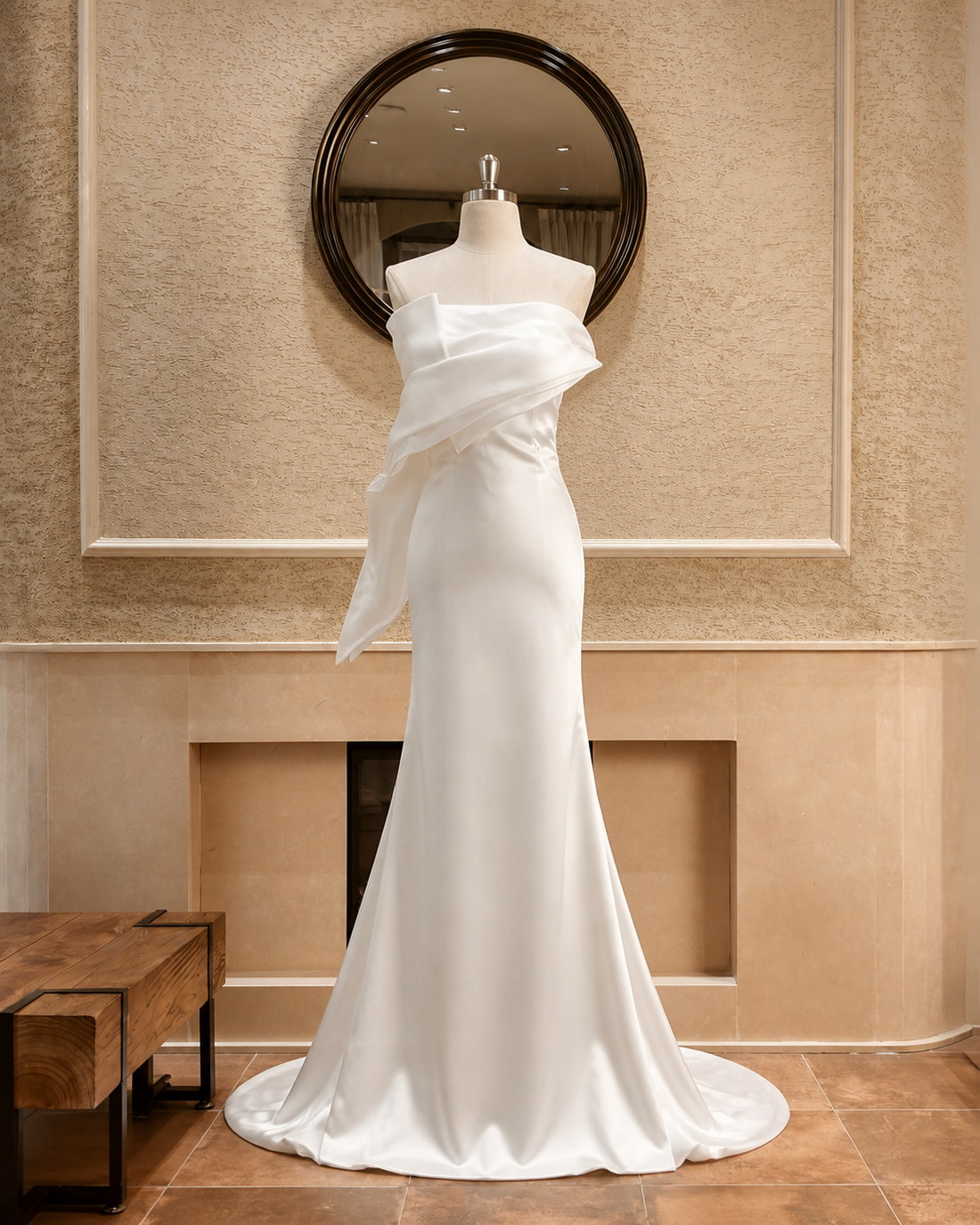 MANT Folded Asymmetric Mermaid Wedding Dress