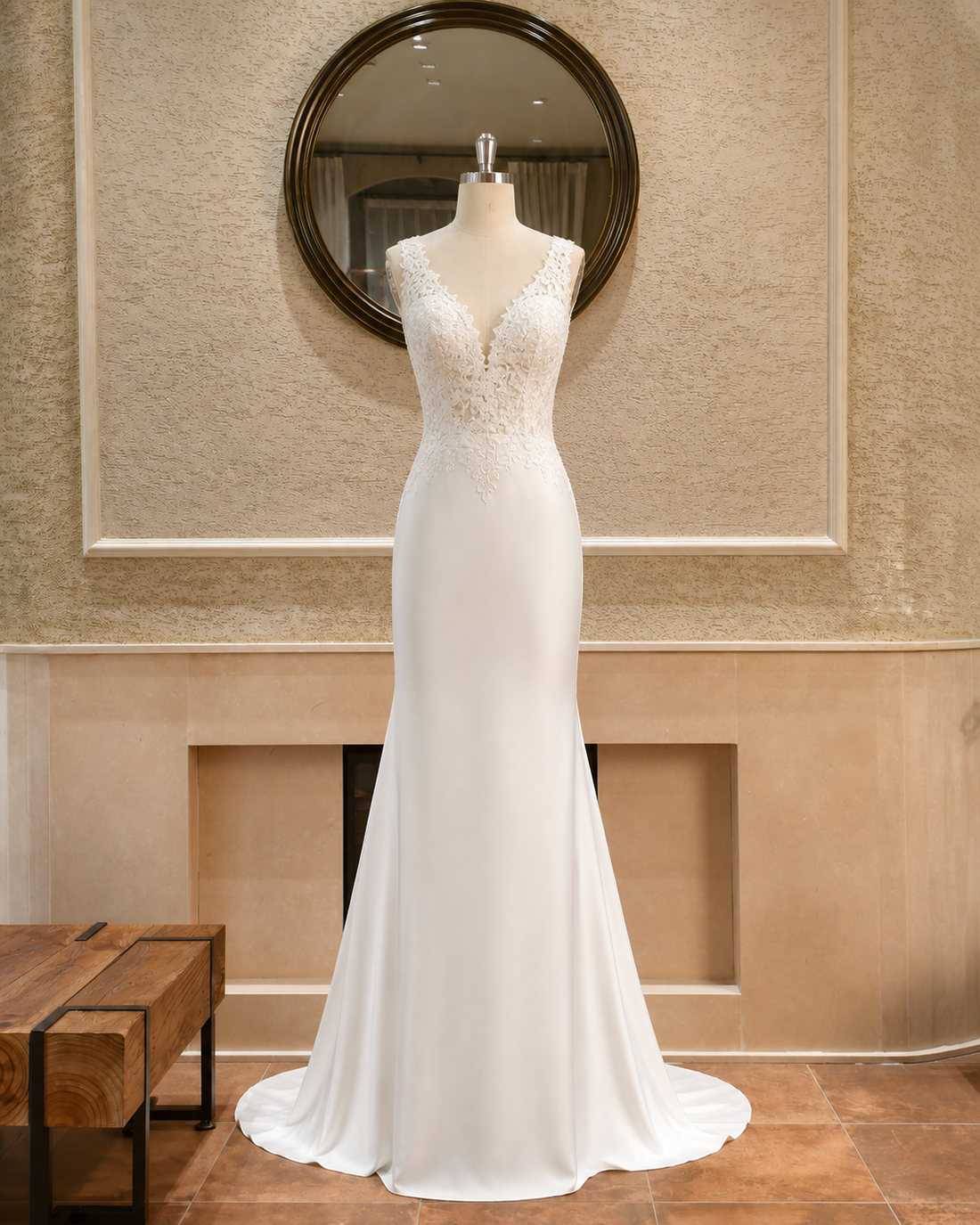 MANT V-Neck Sleeveless Mermaid Wedding Dress