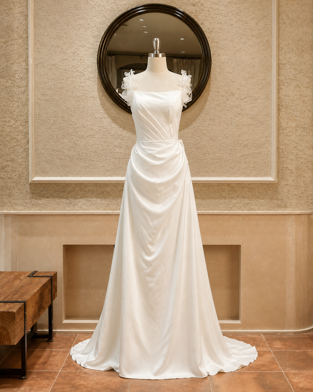 MANT Ruffle-Strap Ruched Mermaid Wedding Dress