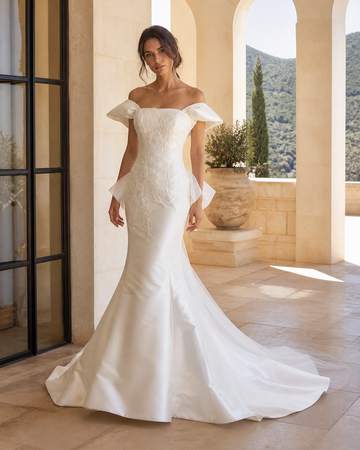 MANT Off-Shoulder Peplum Mermaid Wedding Dress