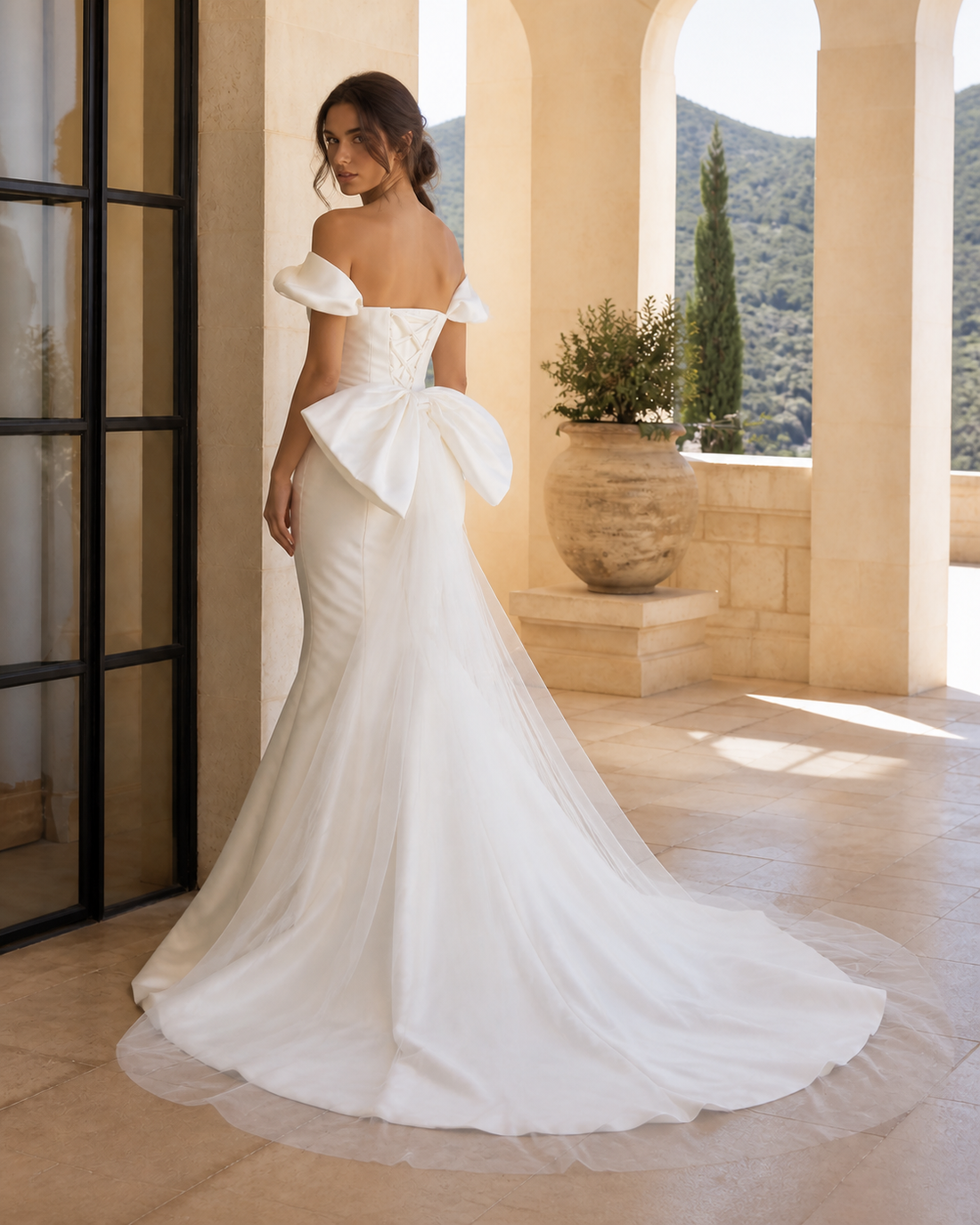 MANT Off-Shoulder Peplum Mermaid Wedding Dress