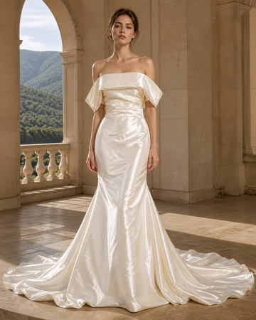 MANT Straight Foldover Off-Shoulder Mermaid Wedding Dress