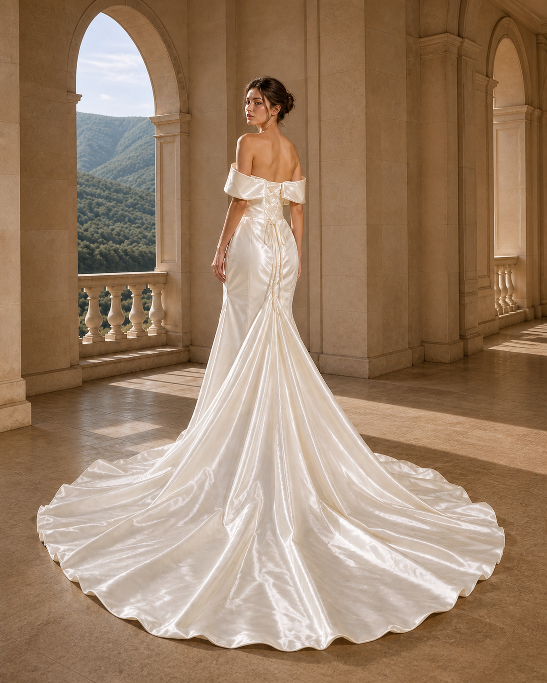 MANT Straight Foldover Off-Shoulder Mermaid Wedding Dress