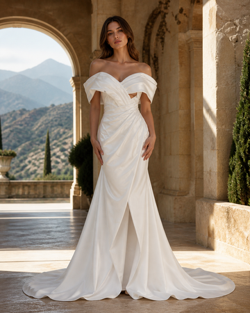 MANT One-Shoulder Front-Slit Mermaid Wedding Dress